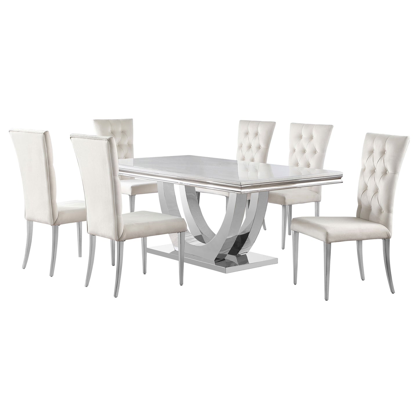 Juego de mesa de comedor rectangular Kerwin gris y cromado
