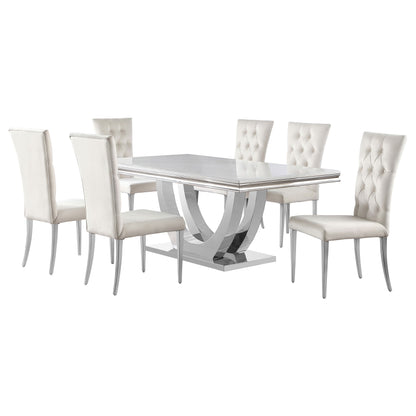 Juego de mesa de comedor rectangular Kerwin gris y cromado