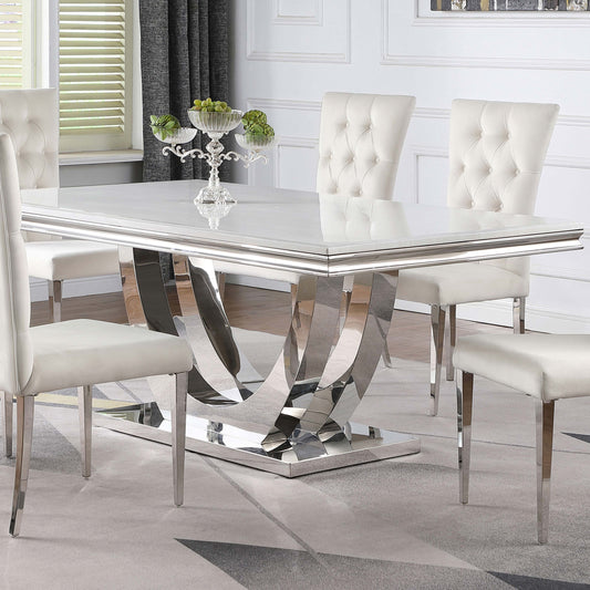 Mesa de comedor rectangular Kerwin de 180 cm con superficie de piedra blanca