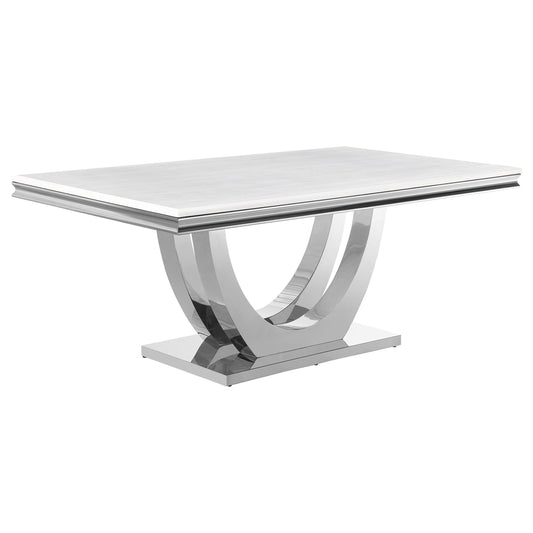 Mesa de comedor rectangular Kerwin de 180 cm con superficie de piedra blanca