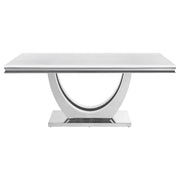 Mesa de comedor rectangular Kerwin de 180 cm con superficie de piedra blanca