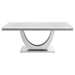 Mesa de comedor rectangular Kerwin de 180 cm con superficie de piedra blanca