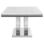 Mesa de comedor rectangular Kerwin de 180 cm con superficie de piedra blanca