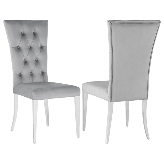 Silla de comedor Kerwin tapizada en terciopelo gris (juego de 2)