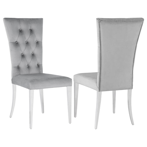 Silla de comedor Kerwin tapizada en terciopelo gris (juego de 2)