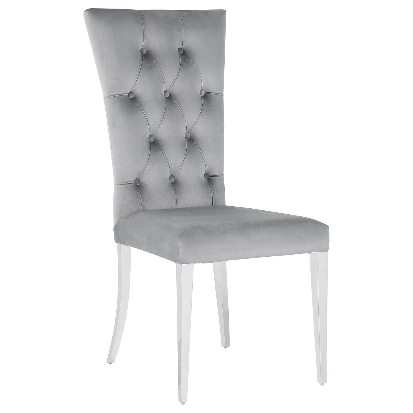 Silla de comedor Kerwin tapizada en terciopelo gris (juego de 2)