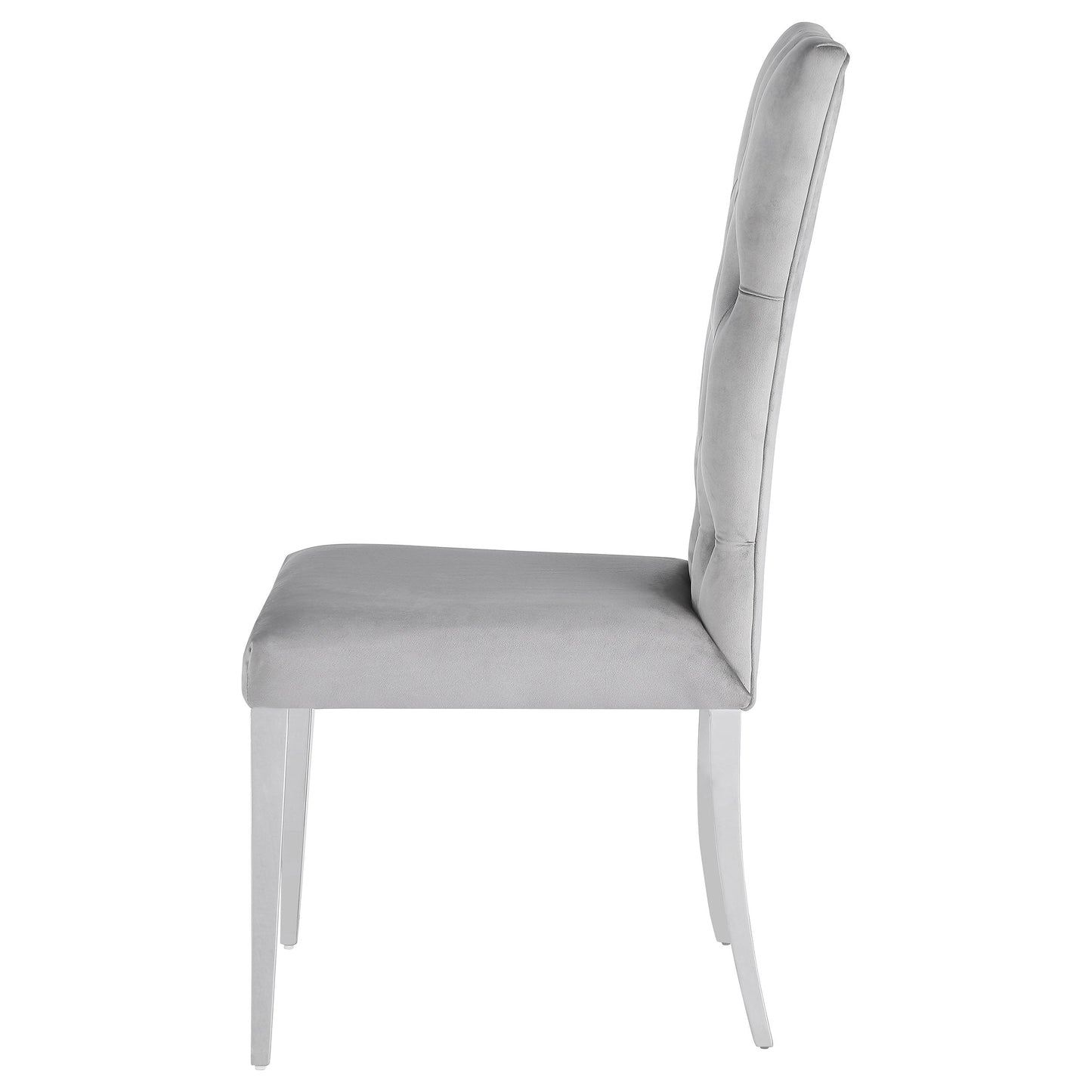Silla de comedor Kerwin tapizada en terciopelo gris (juego de 2)