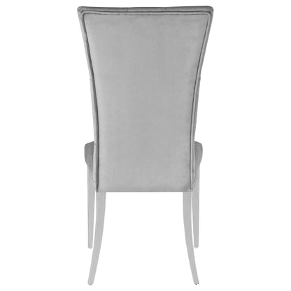 Silla de comedor Kerwin tapizada en terciopelo gris (juego de 2)