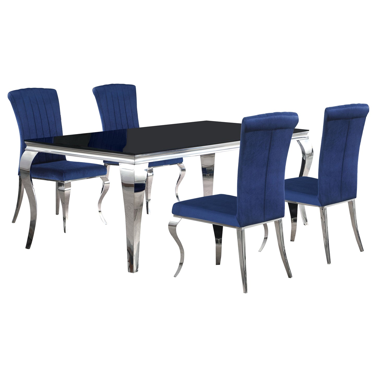 Juego de comedor Carone de 81 pulgadas de vidrio rectangular negro
