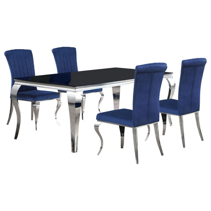 Juego de comedor Carone de 81 pulgadas de vidrio rectangular negro