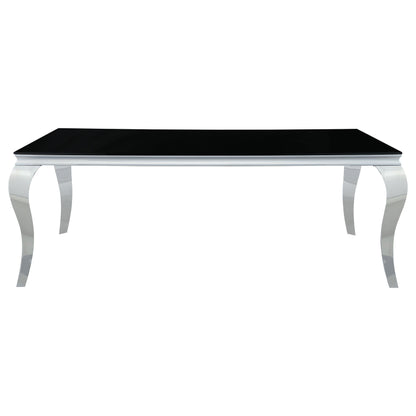 Juego de comedor Carone de 81 pulgadas de vidrio rectangular negro