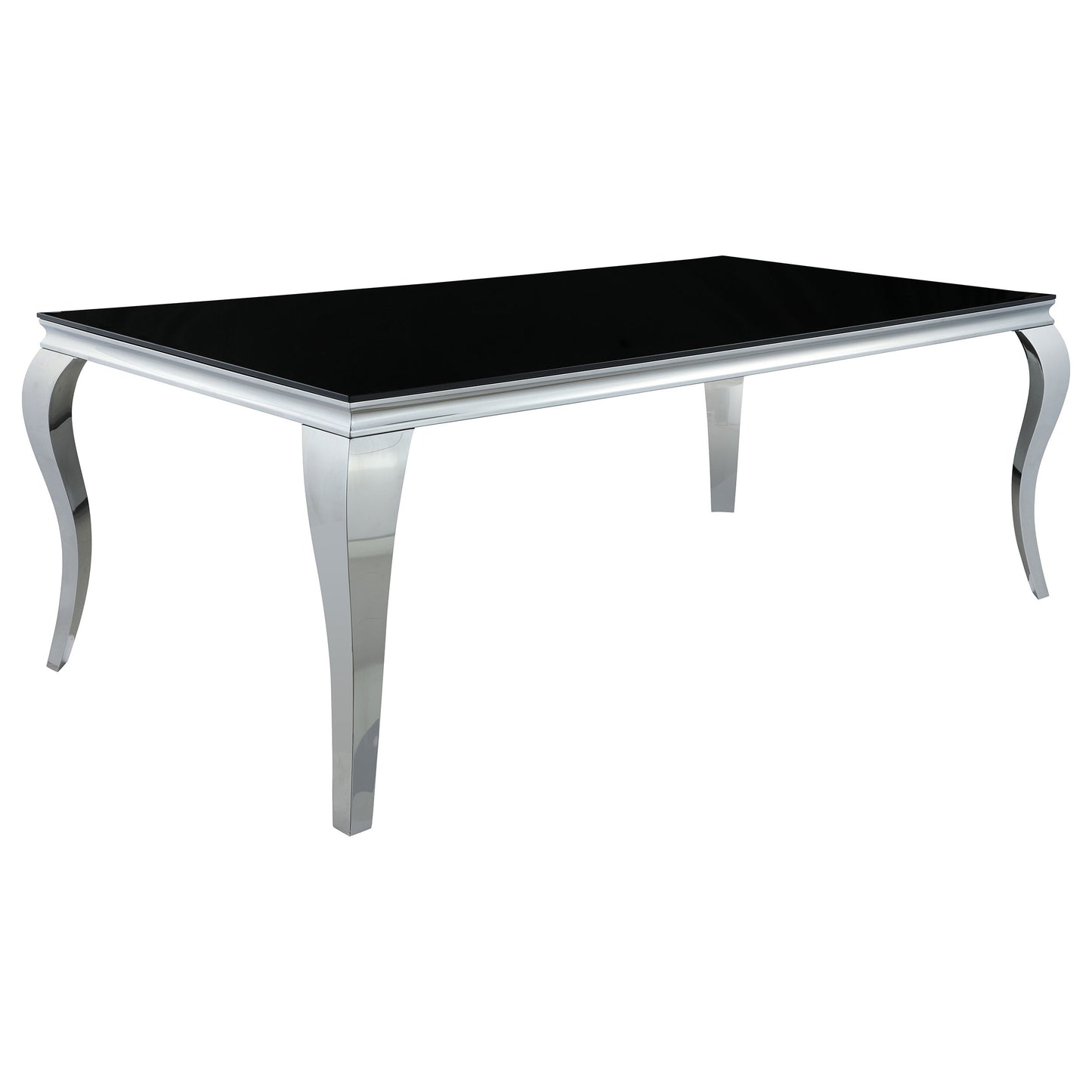 Mesa de comedor rectangular Carone de 61 pulgadas con tapa de vidrio, color negro