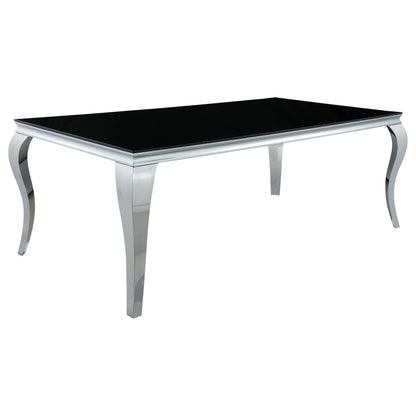 Mesa de comedor rectangular Carone de 61 pulgadas con tapa de vidrio, color negro