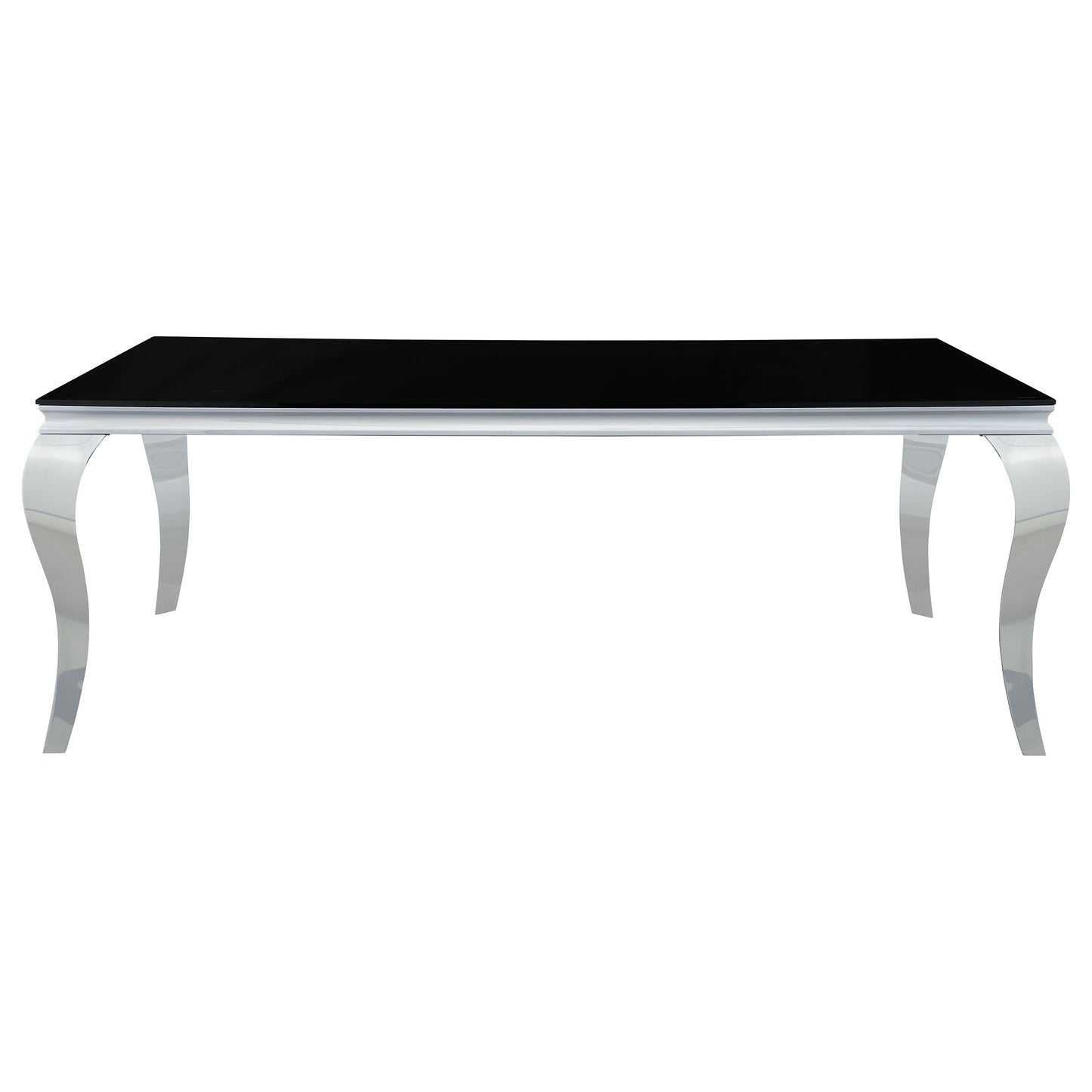 Mesa de comedor rectangular Carone de 61 pulgadas con tapa de vidrio, color negro