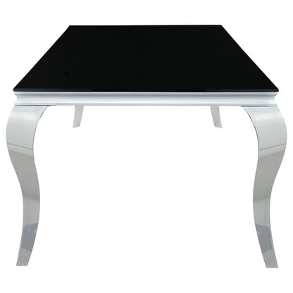 Mesa de comedor rectangular Carone de 61 pulgadas con tapa de vidrio, color negro