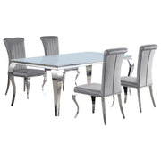 Carone 5-piece 81-inch Rectangular White Glass Dining Set