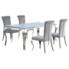 Carone 5-piece 81-inch Rectangular White Glass Dining Set