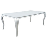 Carone 5-piece 81-inch Rectangular White Glass Dining Set
