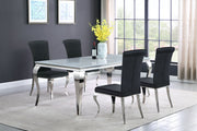 Carone 5-piece 81-inch Rectangular White Glass Dining Set
