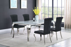 Carone 5-piece 81-inch Rectangular White Glass Dining Set