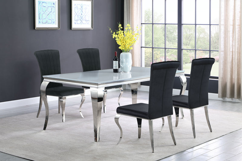Carone 5-piece 81-inch Rectangular White Glass Dining Set