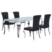 Carone 5-piece 81-inch Rectangular White Glass Dining Set