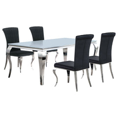 Carone 5-piece 81-inch Rectangular White Glass Dining Set