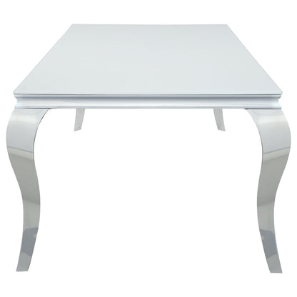 Mesa de comedor rectangular Carone de 61 pulgadas con tapa de vidrio, color negro