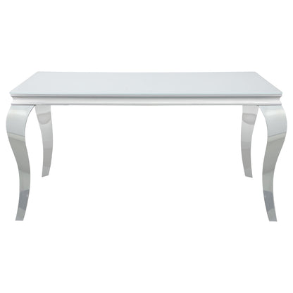 Carone 61-inch Rectangular White Glass Dining Set