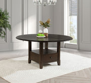 Mesa de comedor redonda Twyla de 60 pulgadas con cajón, color cacao oscuro
