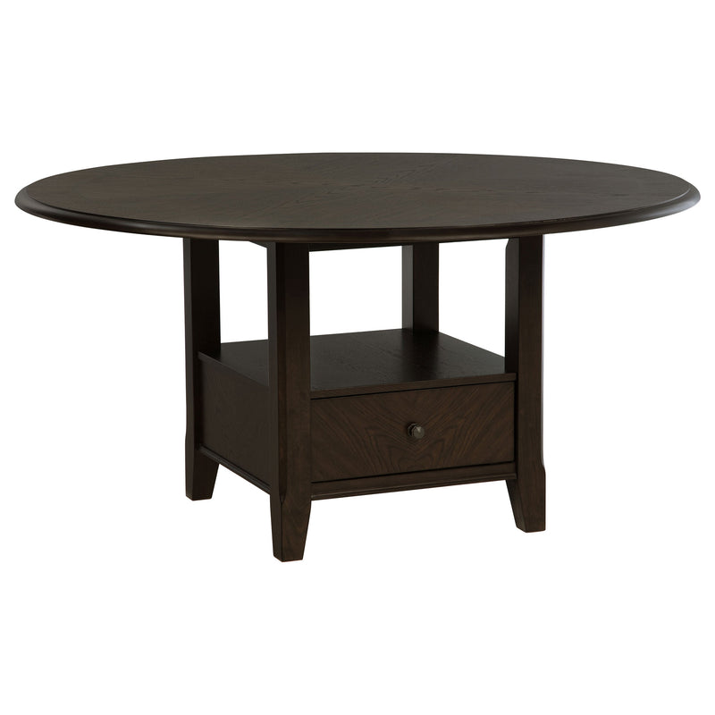 Mesa de comedor redonda Twyla de 60 pulgadas con cajón, color cacao oscuro