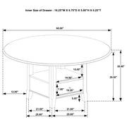 Mesa de comedor redonda Twyla de 60 pulgadas con cajón, color cacao oscuro