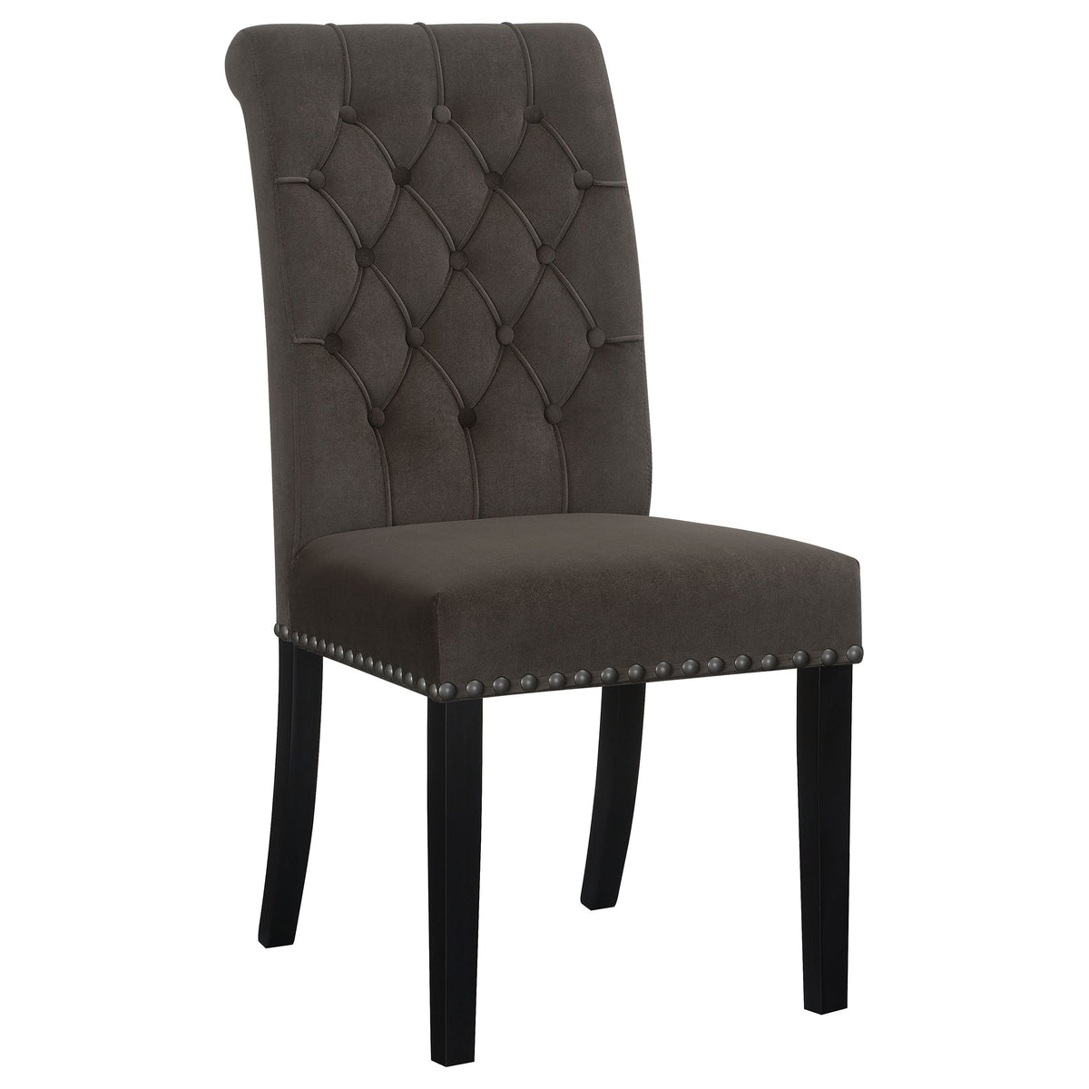 Sillón de comedor Alana tapizado en terciopelo marrón