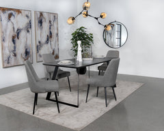 Smith Rectangular Ceramic Top Dining Table Set Black