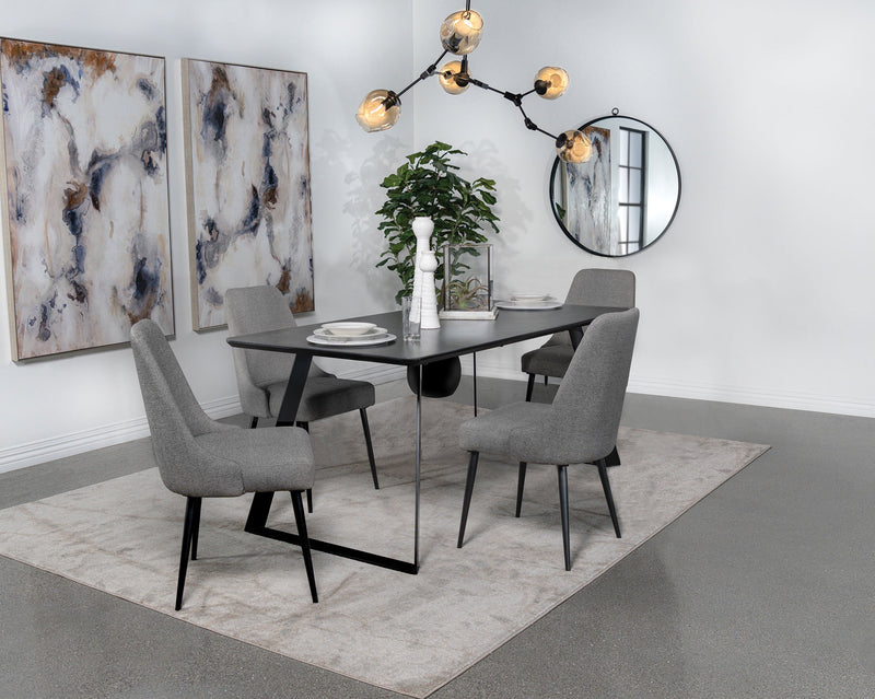 Smith Rectangular Ceramic Top Dining Table Set Black