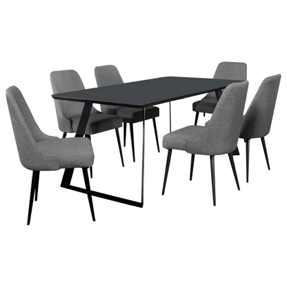 Smith Rectangular Ceramic Top Dining Table Set Black