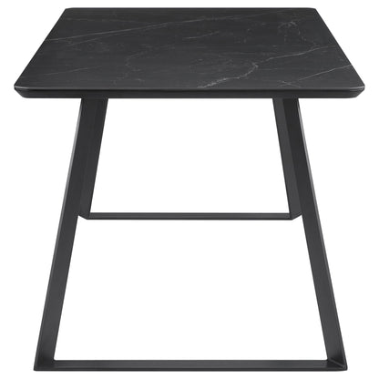 Smith Rectangular Ceramic Top Dining Table Set Black