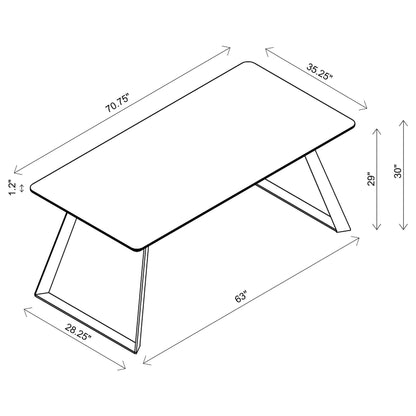 Smith Rectangular 71-inch Ceramic Top Dining Table Black