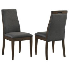 Silla de comedor tapizada Wes en nogal oscuro (juego de 2)