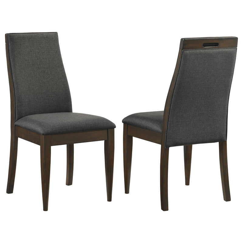 Silla de comedor tapizada Wes en nogal oscuro (juego de 2)
