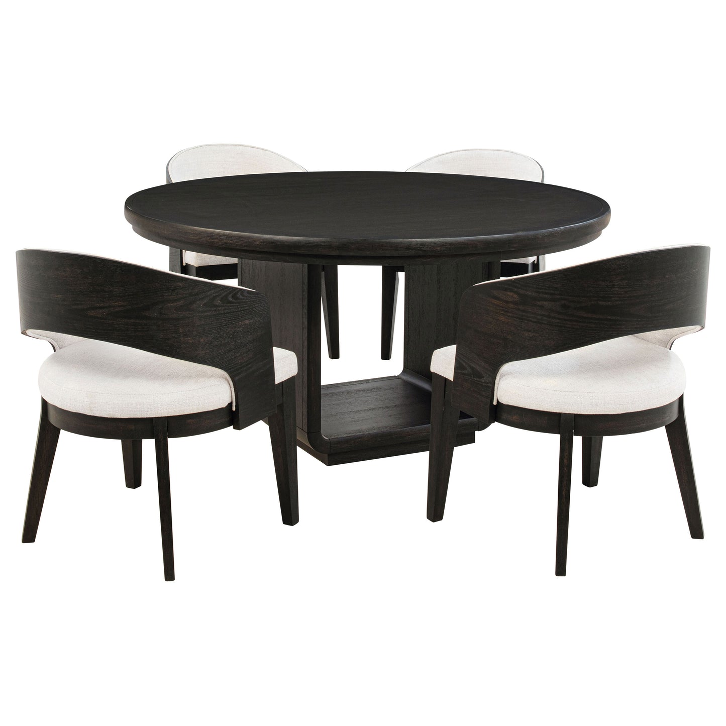Leandro Round Dining Table Set Burnished Black