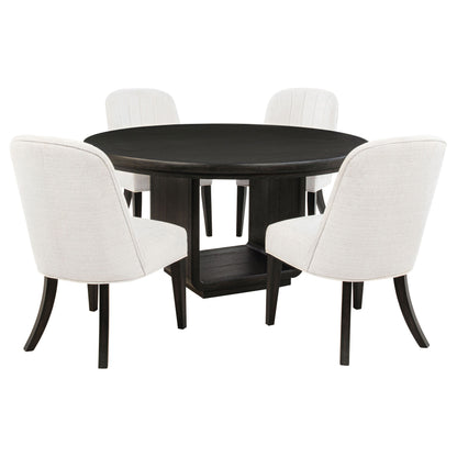 Leandro Round Dining Table Set Burnished Black