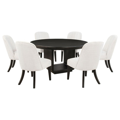 Leandro Round Dining Table Set Burnished Black