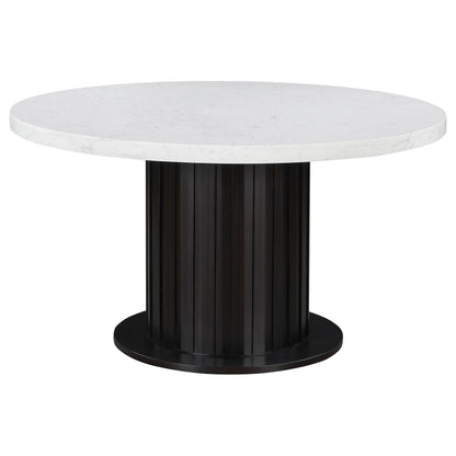 Juego de mesa de comedor rectangular con tapa de mármol Sherry marrón