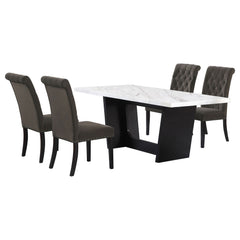 Sherry 5-piece Rectangular Marble Top Dining Table Set