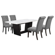 Sherry 5-piece Rectangular Marble Top Dining Table Set