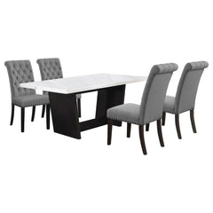 Sherry 5-piece Rectangular Marble Top Dining Table Set