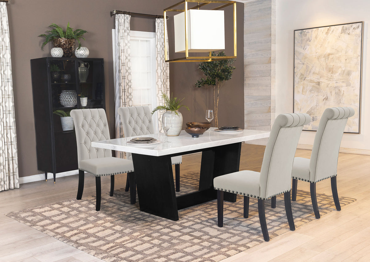 Sherry 5-piece Rectangular Marble Top Dining Table Set