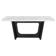 Juego de mesa de comedor rectangular con tapa de mármol Sherry marrón