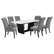 Juego de mesa de comedor rectangular con tapa de mármol Sherry marrón